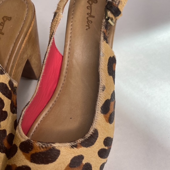 BODEN Size 42/10.5 Wood Leopard Calf Hair Platform Heals Funky Slingback Retro - Picture 7 of 10